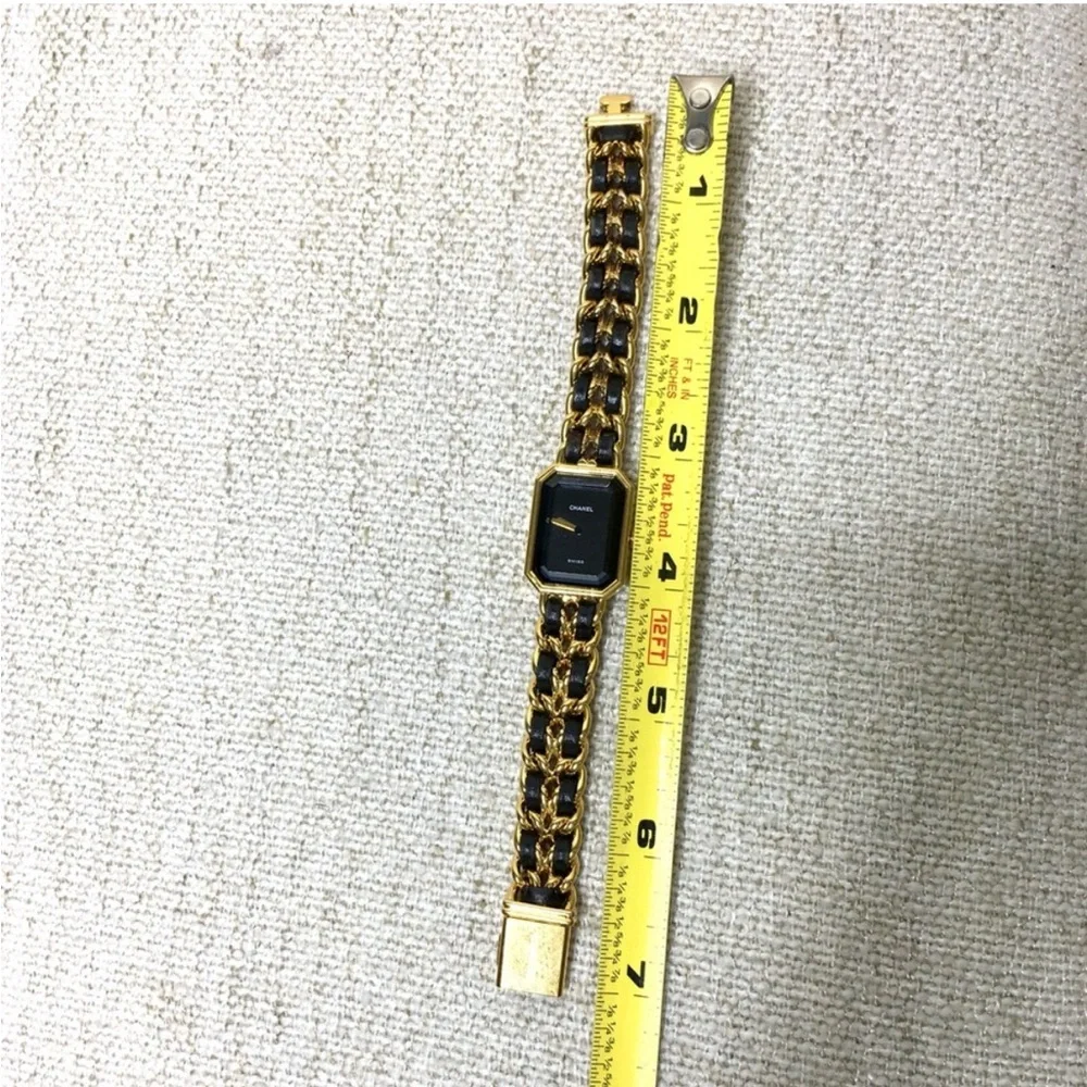 Authentic CHANEL Premiere watch gold black size L